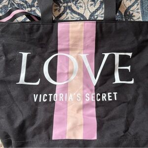 Victoria's Secret Black Tote with Pink Stripe